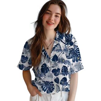 Official Tampa Bay Rays Tropical Plants Navy Hawaiian Shirt - MLB Beach Wear for Men