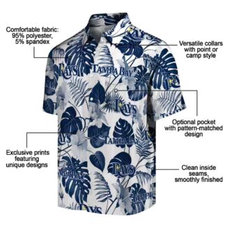 Official Tampa Bay Rays Tropical Plants Navy Hawaiian Shirt - MLB Beach Wear for Men