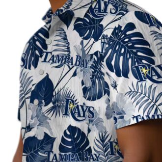 Official Tampa Bay Rays Tropical Plants Navy Hawaiian Shirt - MLB Beach Wear for Men