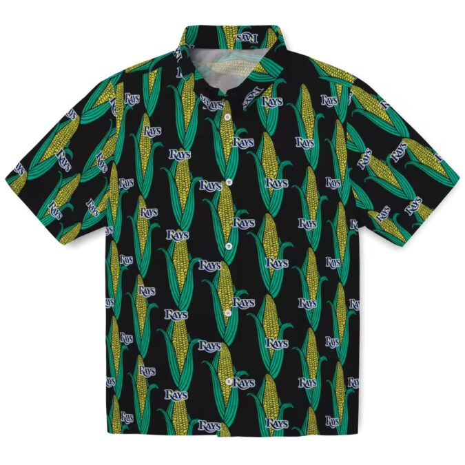 Tampa Bay Rays Black Green Hawaiian Shirt with Corn Motifs
