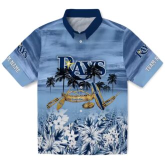 Tampa Bay Rays Custom Tropical Canoe Navy Hawaiian Shirt - MLB Fan Gear for Summer Vacation