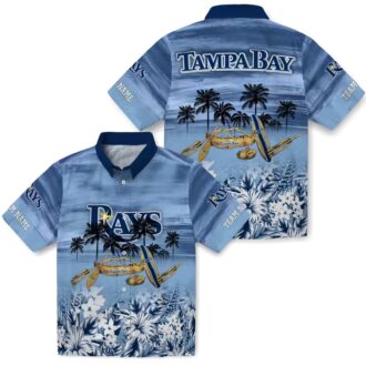 Tampa Bay Rays Custom Tropical Canoe Navy Hawaiian Shirt - MLB Fan Gear for Summer Vacation