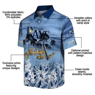 Tampa Bay Rays Custom Tropical Canoe Navy Hawaiian Shirt - MLB Fan Gear for Summer Vacation