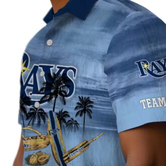 Tampa Bay Rays Custom Tropical Canoe Navy Hawaiian Shirt - MLB Fan Gear for Summer Vacation