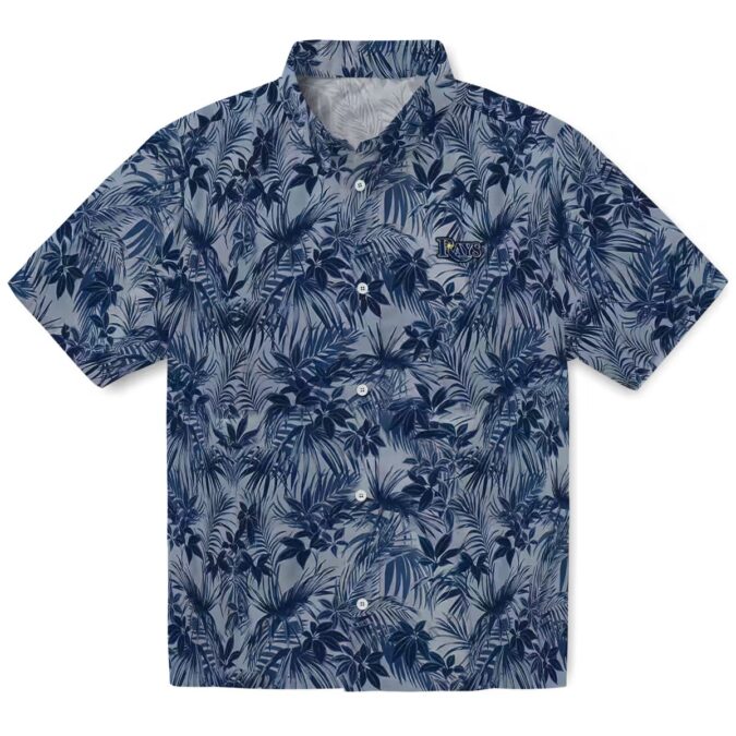 Tampa Bay Rays Leafy Navy Hawaiian Shirt - Tropical Floral Fan Shirt for Summer & Vacation