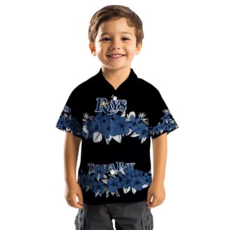 Tampa Bay Rays MLB Tropical Hibiscus Hawaiian Shirt - Navy Black Stripe for Summer Parties