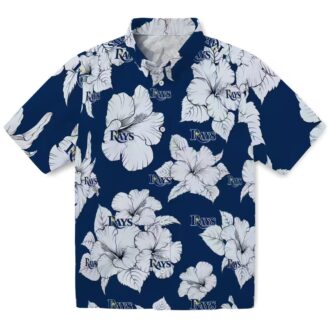 Tampa Bay Rays Navy Hawaiian Shirt - Hibiscus Bloom Tropical MLB Fan Shirt