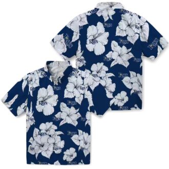 Tampa Bay Rays Navy Hawaiian Shirt - Hibiscus Bloom Tropical MLB Fan Shirt