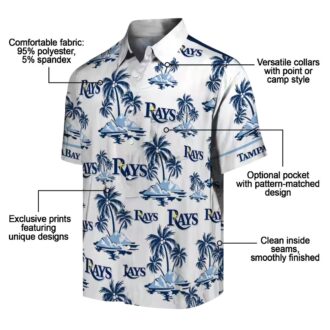 Tampa Bay Rays Navy White Hawaiian Shirt with Palm Island Print - Perfect for Beach Parties & Game Days
