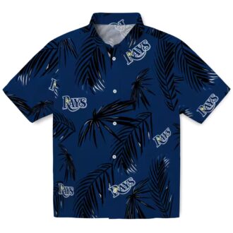 Tampa Bay Rays Palm Leaf Navy Hawaiian Shirt - Tropical MLB Fan Apparel for Men
