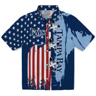 Tampa Bay Rays Stitched Flag Navy Hawaiian Shirt - Tropical MLB Fan Apparel for Summer