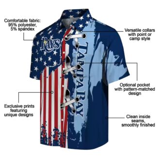 Tampa Bay Rays Stitched Flag Navy Hawaiian Shirt - Tropical MLB Fan Apparel for Summer