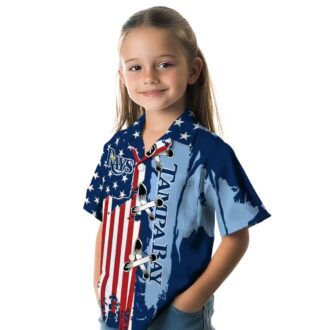 Tampa Bay Rays Stitched Flag Navy Hawaiian Shirt - Tropical MLB Fan Apparel for Summer