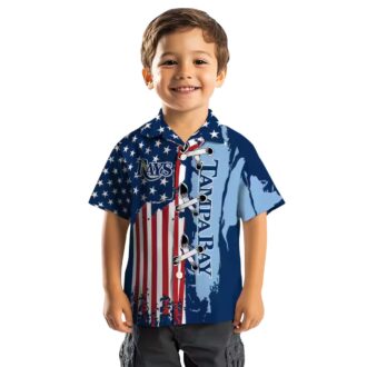Tampa Bay Rays Stitched Flag Navy Hawaiian Shirt - Tropical MLB Fan Apparel for Summer