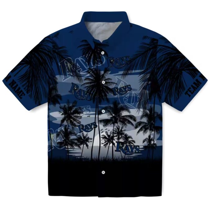 Tampa Bay Rays Sunset Navy Black Hawaiian Shirt - Tropical MLB Baseball Shirt for Men