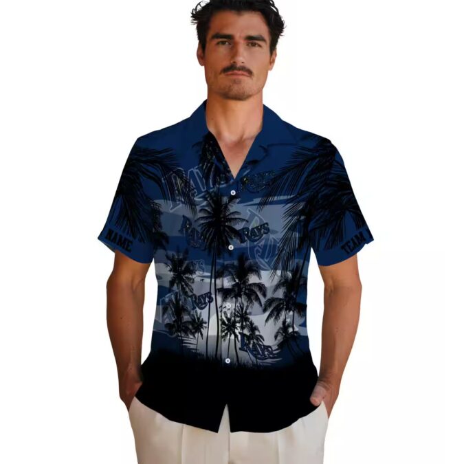 Tampa Bay Rays Sunset Navy Black Hawaiian Shirt - Tropical MLB Baseball Shirt for Men