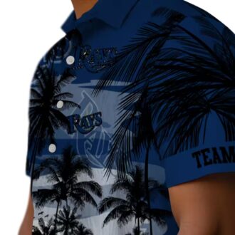 Tampa Bay Rays Sunset Navy Black Hawaiian Shirt - Tropical MLB Baseball Shirt for Men