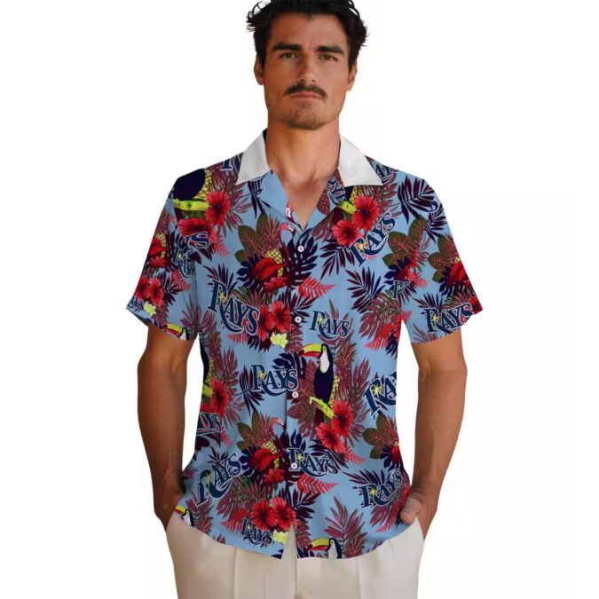 Tampa Bay Rays Toucan Aloha Shirt 2025 - Floral Navy Red MLB Summer Outfit