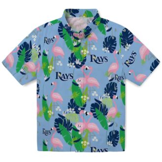 Tampa Bay Rays Tropical Flamingo Hawaiian Shirt in Navy Green