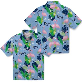 Tampa Bay Rays Tropical Flamingo Hawaiian Shirt in Navy Green
