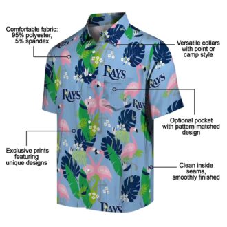 Tampa Bay Rays Tropical Flamingo Hawaiian Shirt in Navy Green