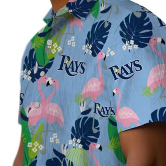 Tampa Bay Rays Tropical Flamingo Hawaiian Shirt in Navy Green