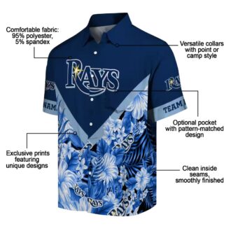 Tampa Bay Rays Tropical Floral Chevron Navy Shirt - MLB Baseball Fan Hawaiian Shirt