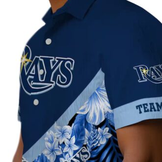 Tampa Bay Rays Tropical Floral Chevron Navy Shirt - MLB Baseball Fan Hawaiian Shirt