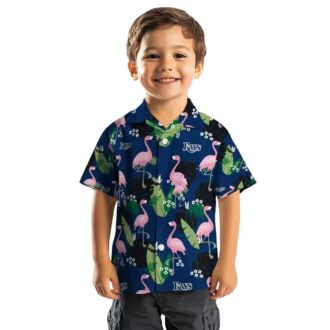 Tampa Bay Rays Tropical Hawaiian Shirt - Navy Flamingo Leaf Fan Favorite