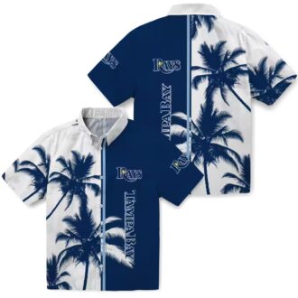 Trendy Tampa Bay Rays Palm Trees Hawaiian Shirt - Navy & White Tropical Baseball Shirt for Men