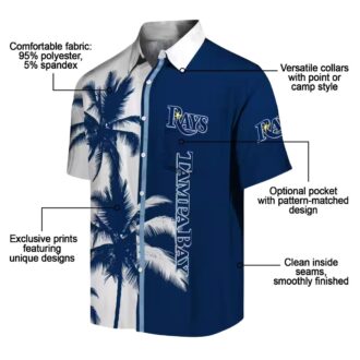 Trendy Tampa Bay Rays Palm Trees Hawaiian Shirt - Navy & White Tropical Baseball Shirt for Men