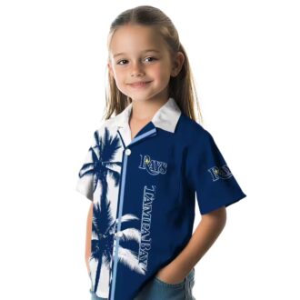 Trendy Tampa Bay Rays Palm Trees Hawaiian Shirt - Navy & White Tropical Baseball Shirt for Men