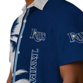 Trendy Tampa Bay Rays Palm Trees Hawaiian Shirt - Navy & White Tropical Baseball Shirt for Men