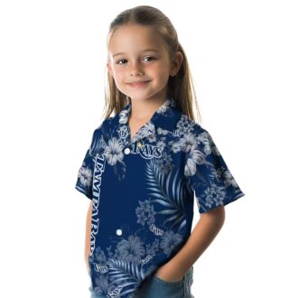 Tropical Tampa Bay Rays Hibiscus Print Hawaiian Shirt - Navy Blue MLB Fan Shirt for Summer