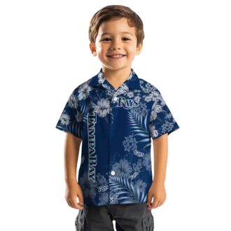 Tropical Tampa Bay Rays Hibiscus Print Hawaiian Shirt - Navy Blue MLB Fan Shirt for Summer