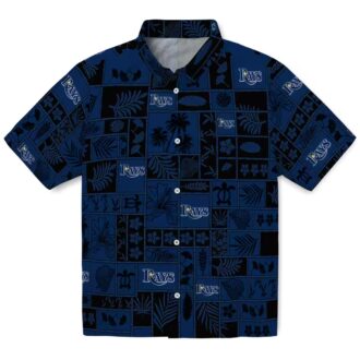 Unique Tampa Bay Rays Tropical Hawaiian Shirt - Navy Black Patchwork Beach Fan Apparel