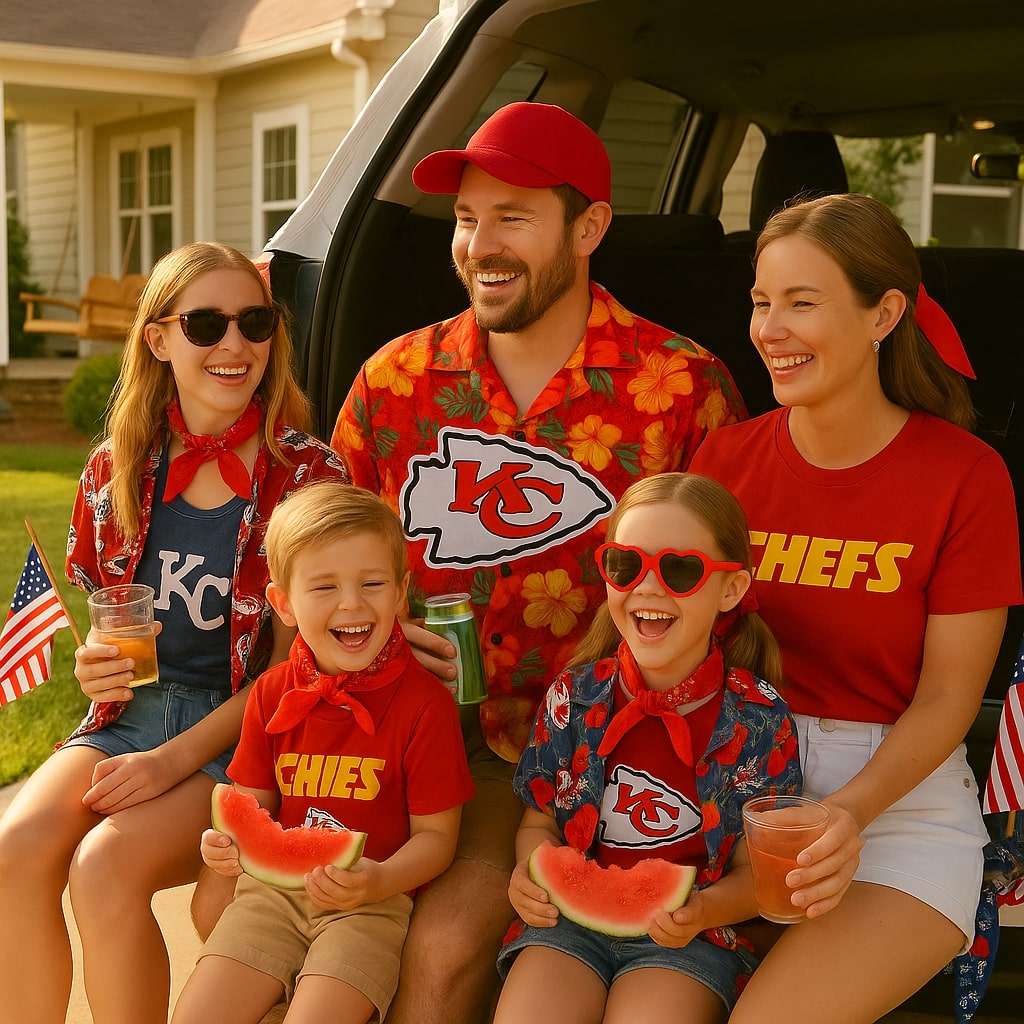 Matching Kansas City Chiefs Outfits for Family 4th of July Photos
