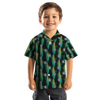 Black Green Seattle Mariners Hawaiian Shirt with Corn Motifs - MLB Fan Apparel