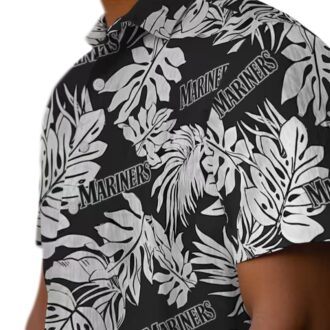 Black Hawaiian Shirt for Seattle Mariners Fans - Monstera Leaf MLB Design