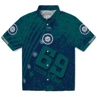 Custom Seattle Mariners Star Stripes Hawaiian Shirt with Aloha Navy Blue Design