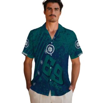 Custom Seattle Mariners Star Stripes Hawaiian Shirt with Aloha Navy Blue Design