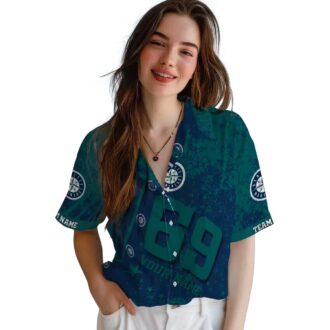 Custom Seattle Mariners Star Stripes Hawaiian Shirt with Aloha Navy Blue Design