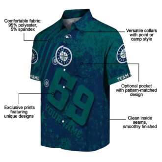 Custom Seattle Mariners Star Stripes Hawaiian Shirt with Aloha Navy Blue Design