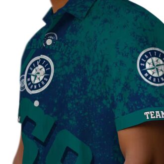 Custom Seattle Mariners Star Stripes Hawaiian Shirt with Aloha Navy Blue Design