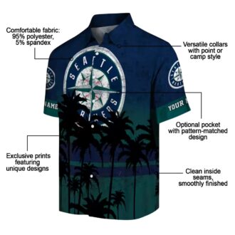 Custom Seattle Mariners Sunset Pattern Hawaiian Shirt - Navy Blue Black Theme Design for Fans