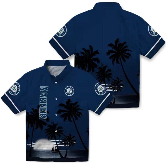 Exclusive Seattle Mariners Sunset Beach Hawaiian Shirt - Navy Blue & Black MLB Summer Fashion