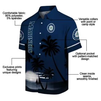 Exclusive Seattle Mariners Sunset Beach Hawaiian Shirt - Navy Blue & Black MLB Summer Fashion