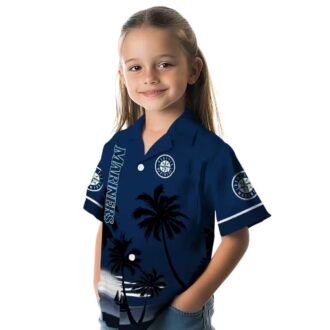 Exclusive Seattle Mariners Sunset Beach Hawaiian Shirt - Navy Blue & Black MLB Summer Fashion