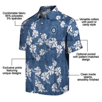 Limited Edition Seattle Mariners Hawaiian Shirt - Hibiscus Clusters Navy Blue Tropical MLB Fan Shirt