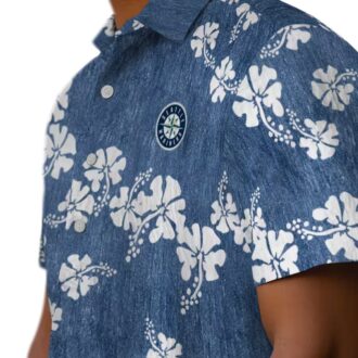 Limited Edition Seattle Mariners Hawaiian Shirt - Hibiscus Clusters Navy Blue Tropical MLB Fan Shirt